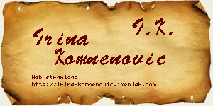 Irina Komnenović vizit kartica
